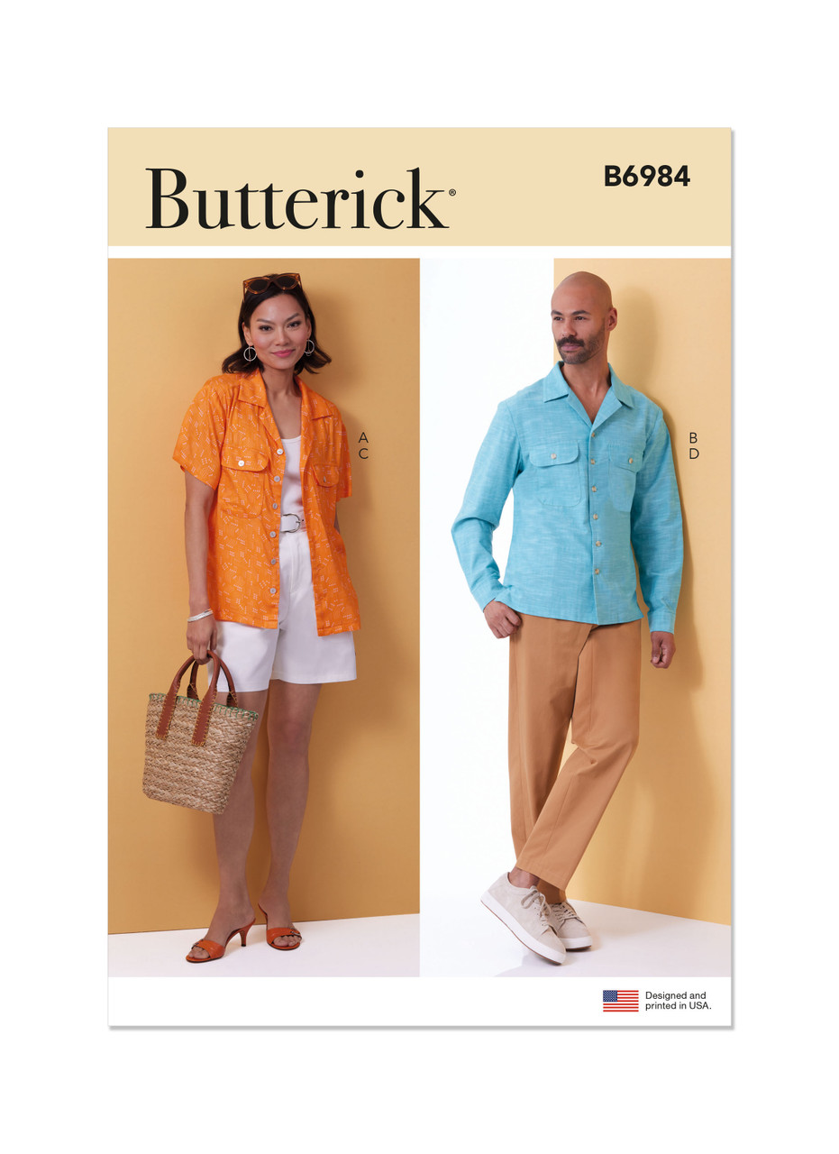 Butterick B6984 | Unisex Shirts, Shorts and Pants | Front of Envelope