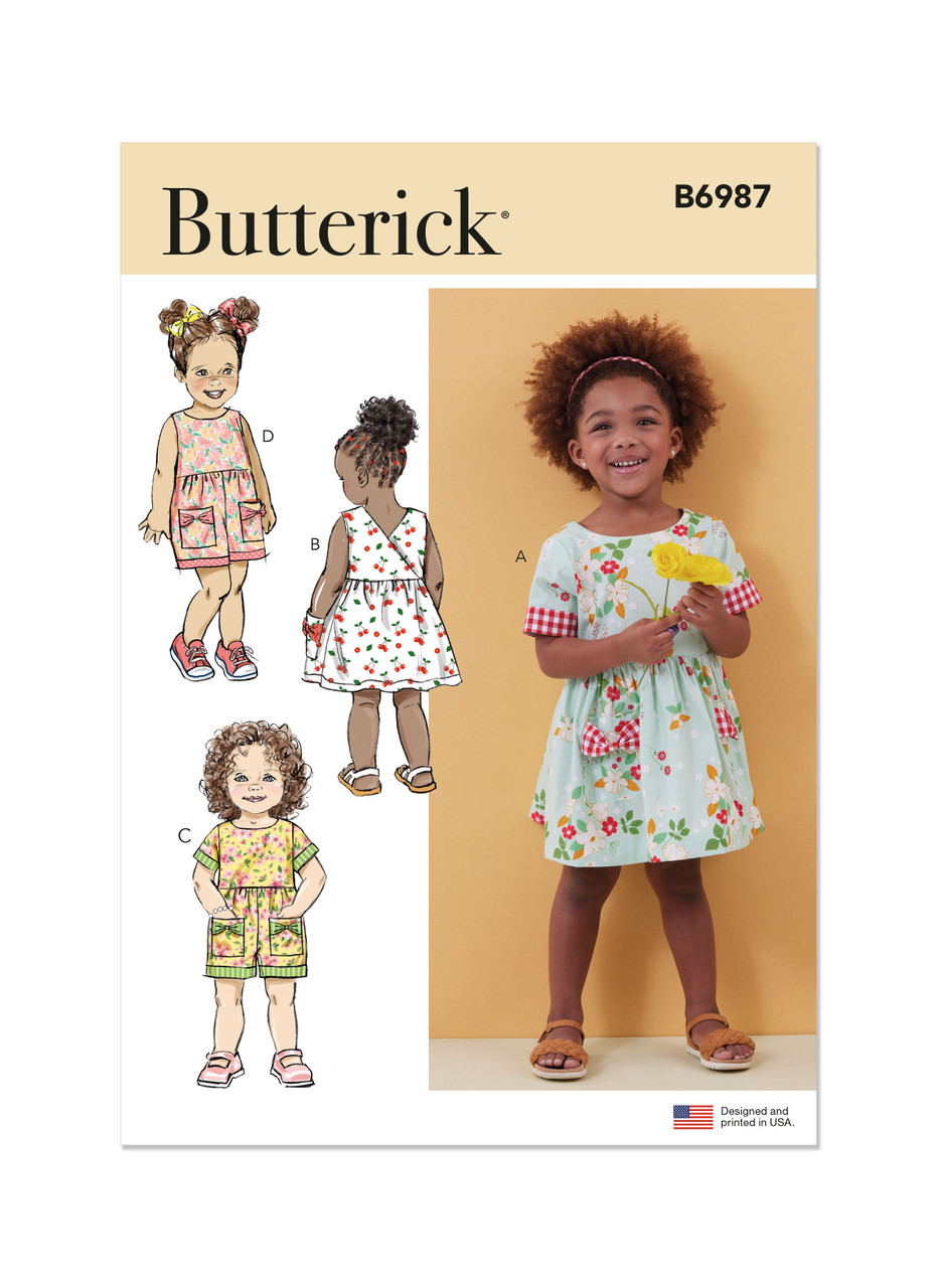 Butterick B6987 | Toddlers' Dresses and Rompers | Front of Envelope