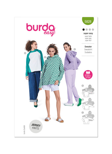 Burda 5848 Cartamodello Donna Per Giacca Senza Colletto Con Maniche Raglan - Taglie 34-48