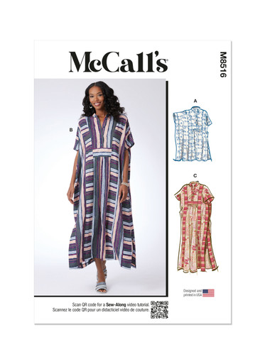 M8516 (PDF) | McCall's Sewing Pattern Misses' Caftan in Two
