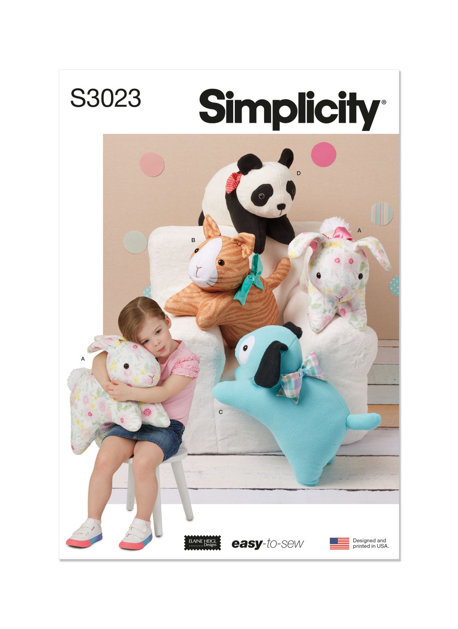 Simplicity S3023 | Simplicity Sewing Pattern Plush Pets by Elaine Heigl Designs | Front of Envelope