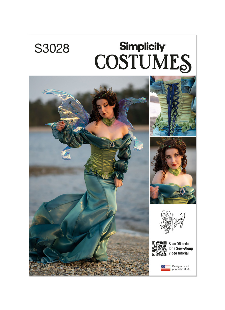 Simplicity S3028 | Simplicity Sewing Pattern Misses' Fantasy Costume by Raine Emery | Front of Envelope