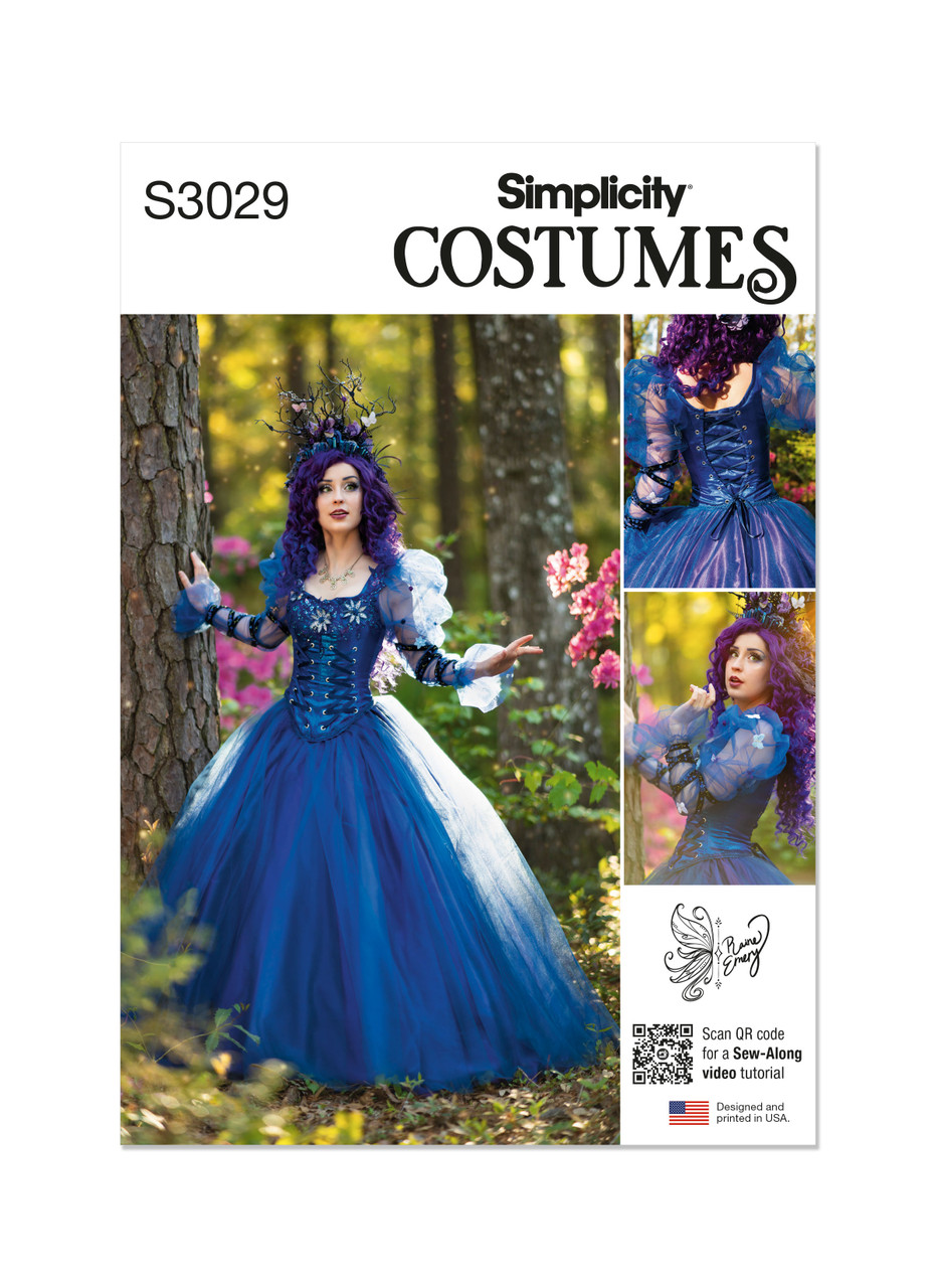 Simplicity S3029 | Simplicity Sewing Pattern Misses' Ball Gown Costume by Raine Emery | Front of Envelope