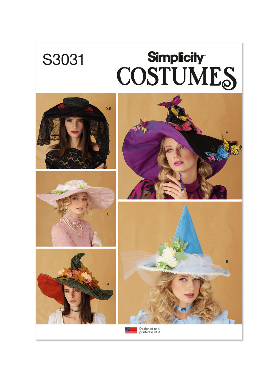 Simplicity S3031 | Simplicity Sewing Pattern Adult Costume Hats | Front of Envelope
