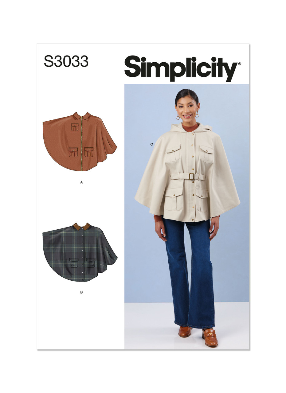 Simplicity S3033 | Simplicity Sewing Pattern Misses' Capes | Front of Envelope