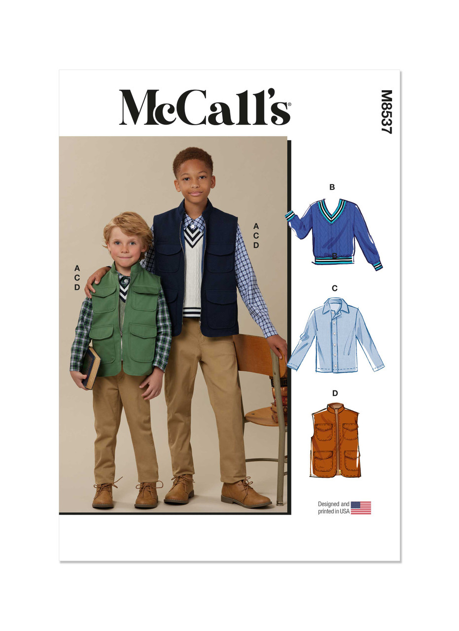 McCall's M8537 | Children’s and Boys’ Vests, Top and Shirt | Front of Envelope