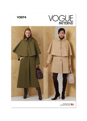 V2074 | Misses' Cape Coat in Two Lengths | Vogue Patterns