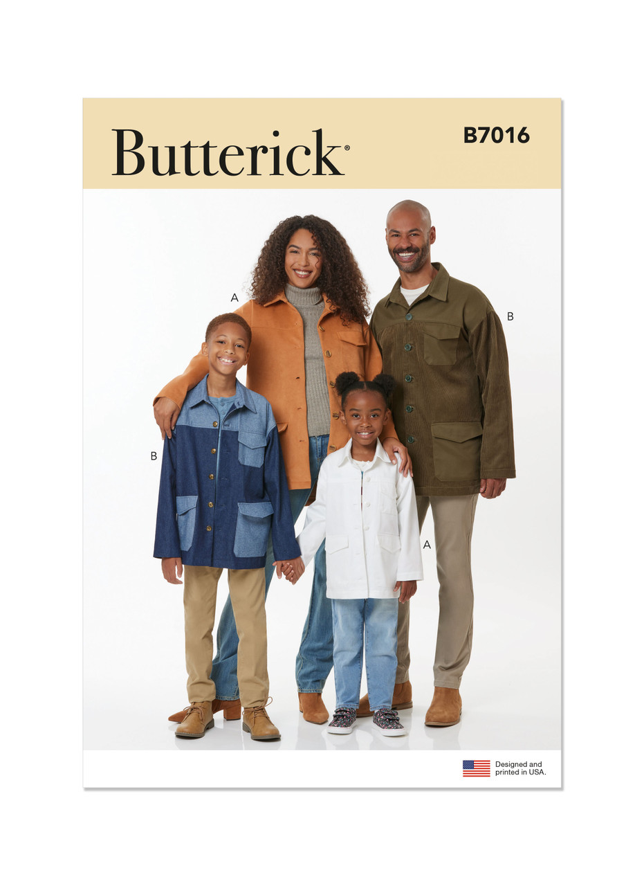 Butterick B7016 | Girls' and Boys' and Adults' Jackets | Front of Envelope