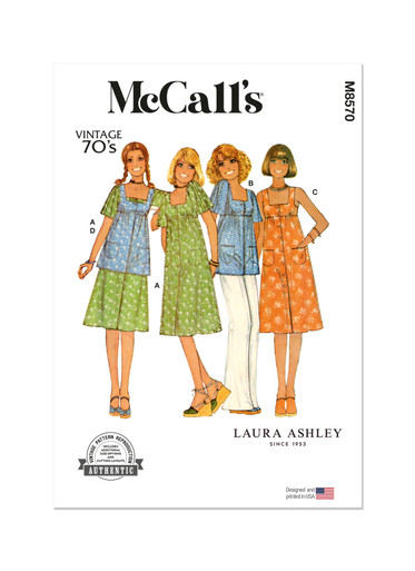 M8570 (PDF)| McCall's Sewing Pattern 1970s Misses' Dress, Jumper