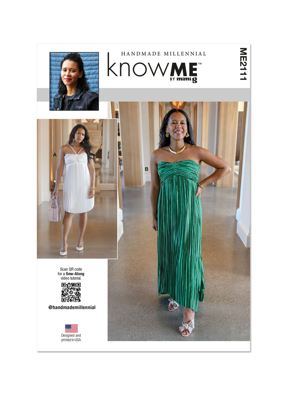 Know Me ME2111 | Know Me Sewing Pattern Misses' Dress in Two Lengths by Handmade Millennial | Front of Envelope