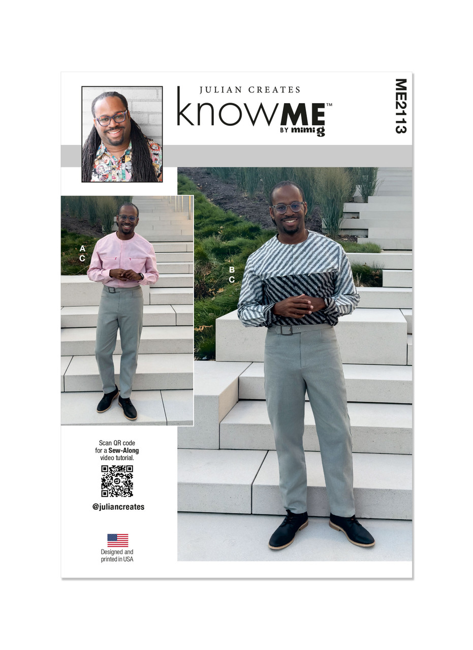 Know Me ME2113 | Know Me Sewing Pattern Men's Shirts and Pants by Julian Creates | Front of Envelope