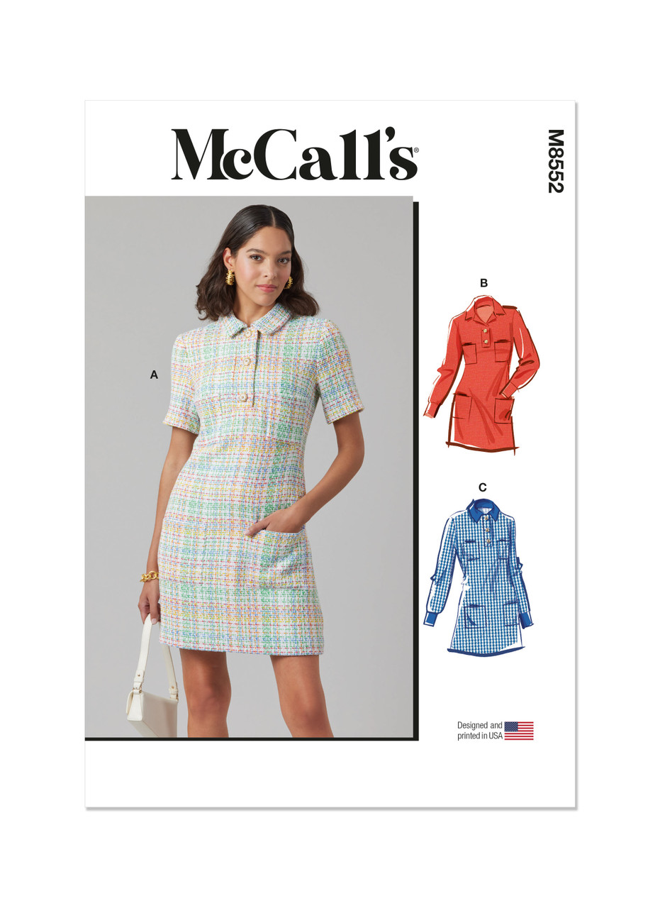 McCall's M8552 | McCall's Sewing Pattern Misses' Dress with Sleeve Variations | Front of Envelope