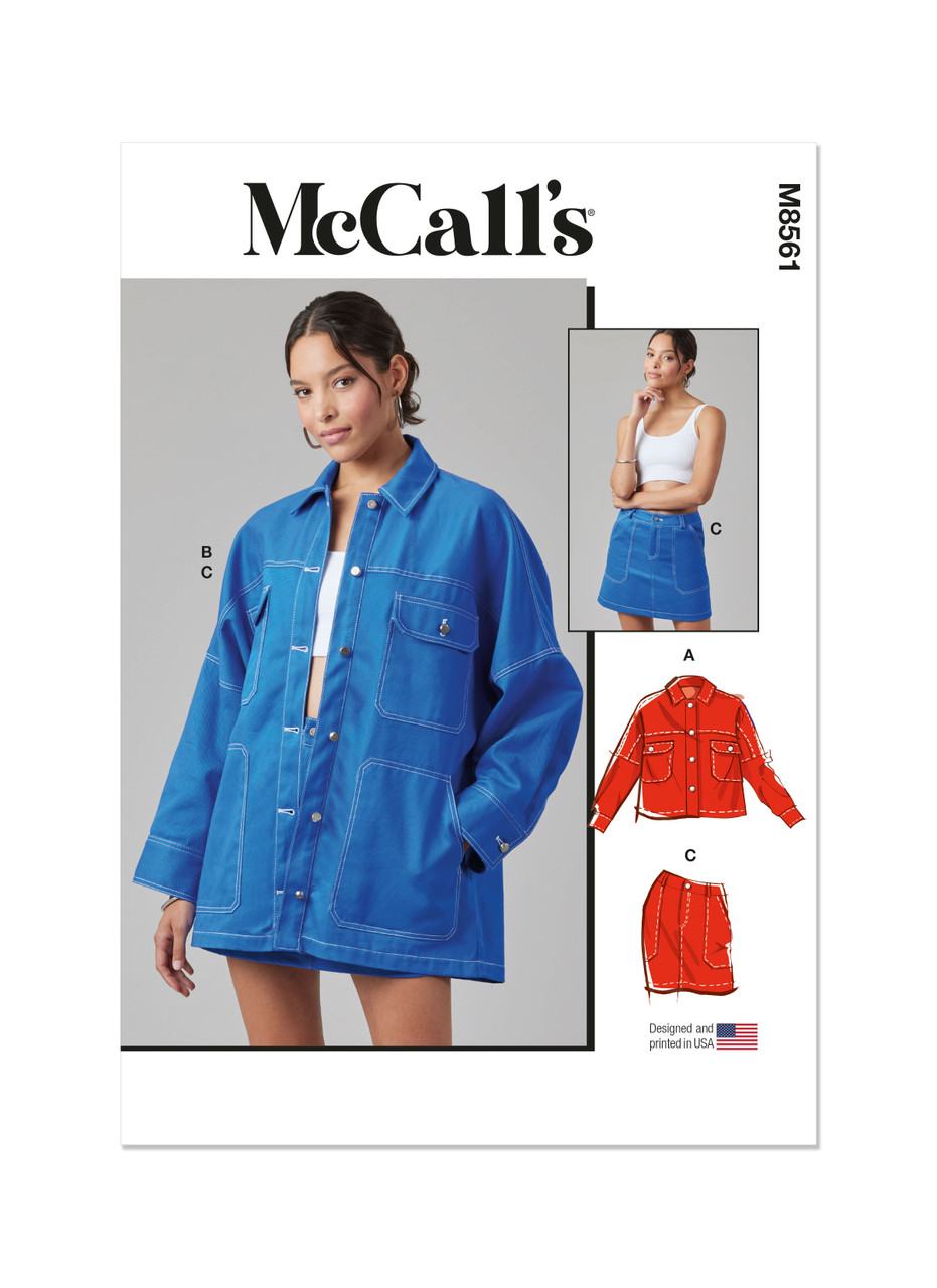 McCall's M8561 | McCall's Sewing Pattern Misses' Jacket in Two Lengths and Skirt | Front of Envelope