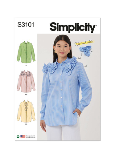 S3101 (PDF) | Simplicity Sewing Pattern Misses' Shirt with Detachable ...