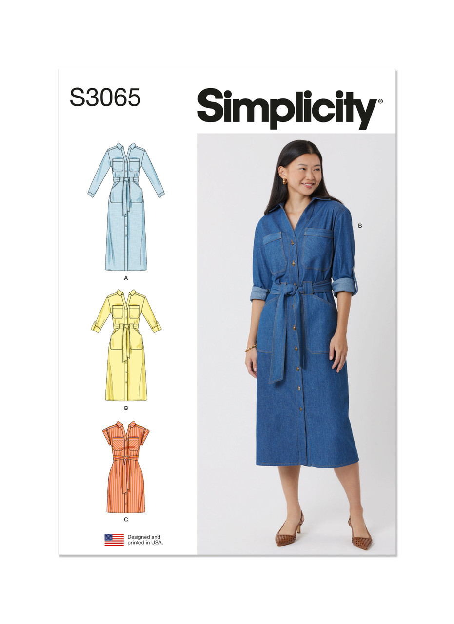 Simplicity S3065 | Simplicity Sewing Pattern Misses' and Women's Dresses with Tie Belt | Front of Envelope
