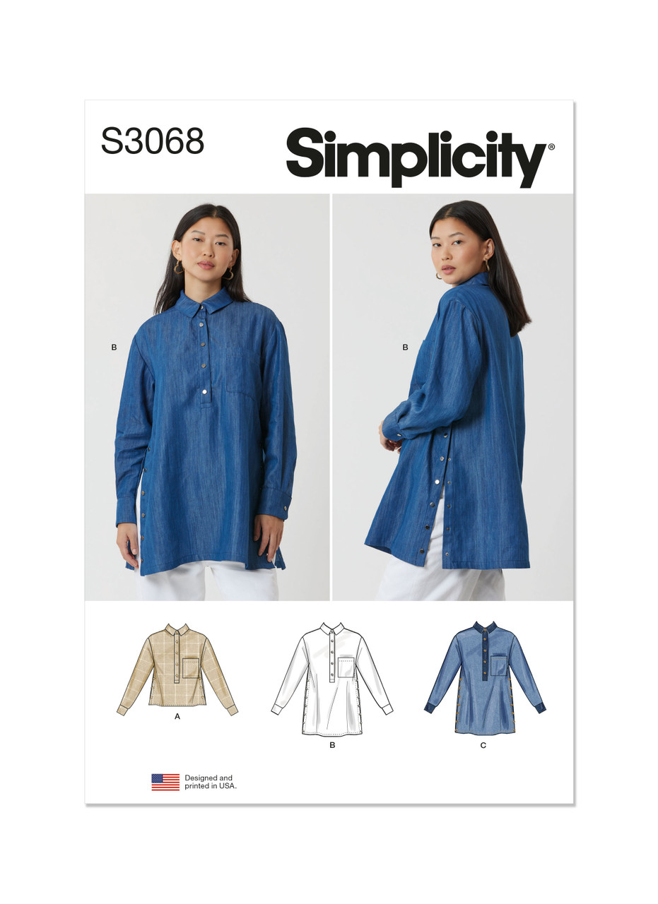 Simplicity S3068 | Simplicity Sewing Pattern Misses' Top and Tunics | Front of Envelope