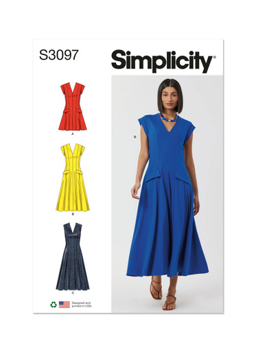 S3097 | Simplicity Sewing Pattern Misses' Dress with Length