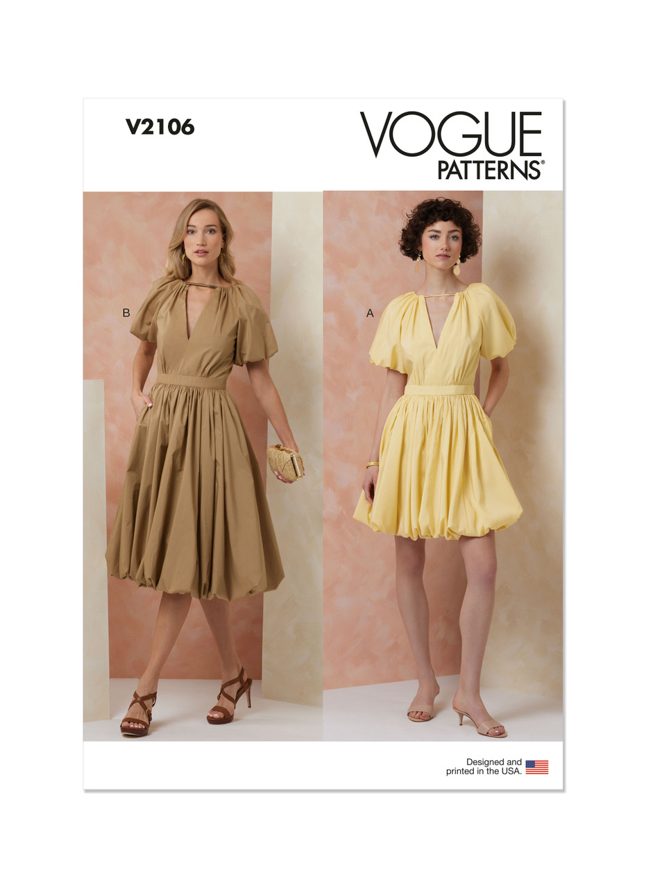 Vogue Patterns V2106 | Vogue Patterns Misses' Dress in Two Lengths | Front of Envelope