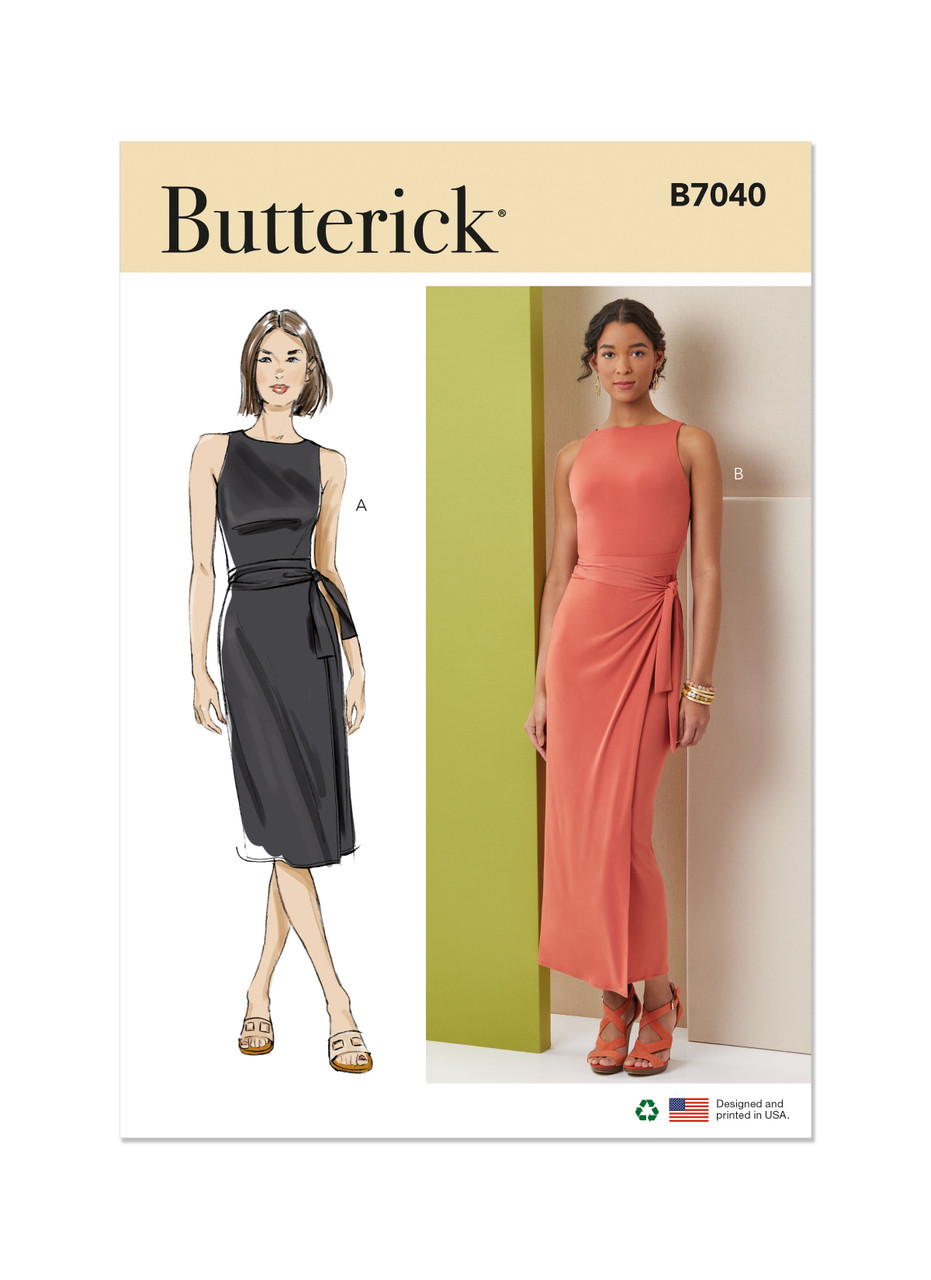 Butterick B7040 | Butterick Sewing Pattern Misses' and Miss Petite Knit Dress in Two Lengths | Front of Envelope