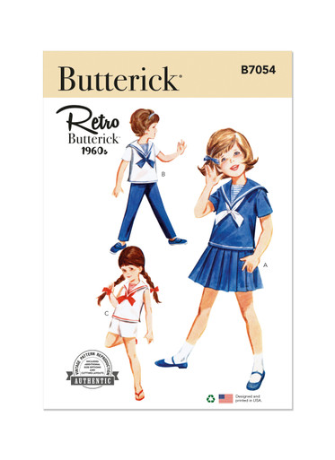 B7054 | Butterick Sewing Pattern 1960s Children's Skirt, Overblouse ...