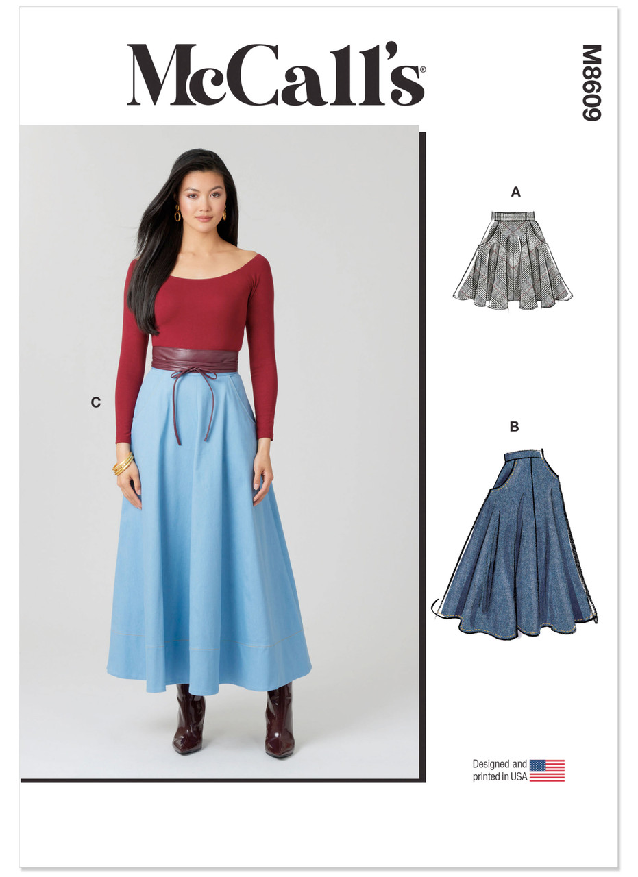 McCall's M8609 | McCall's Sewing Pattern Misses' Skirt in Three Lengths | Front of Envelope