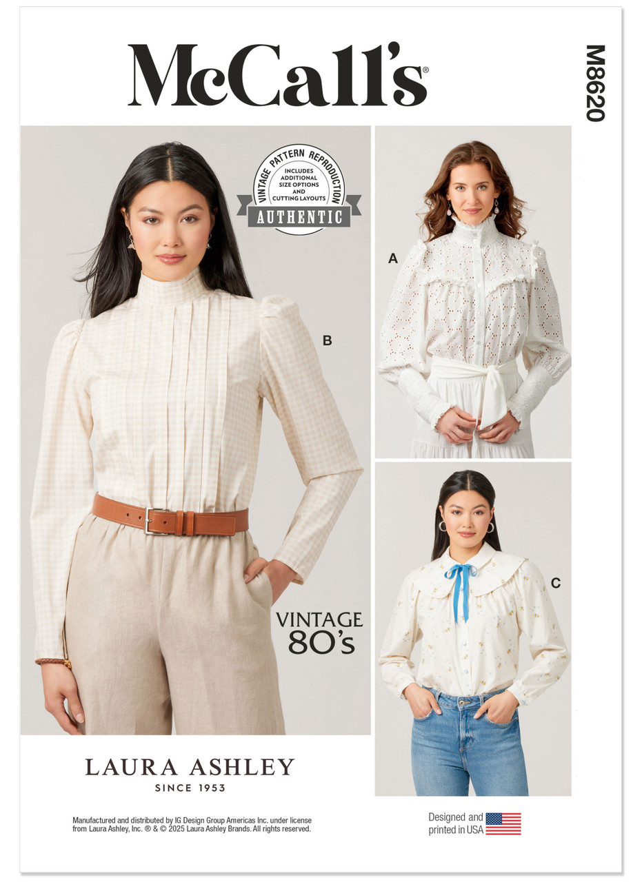 McCall's M8620 | McCall's Sewing Pattern Misses' Blouses by Laura Ashley | Front of Envelope