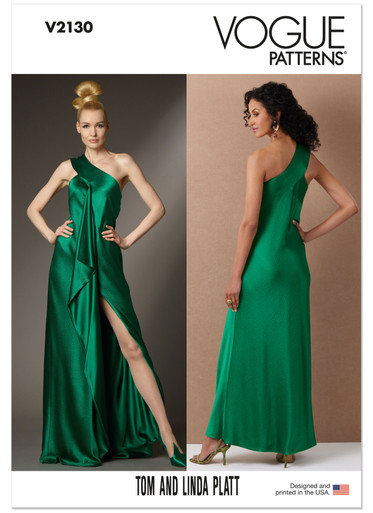 vogue one shoulder dress pattern V2130 (PDF)