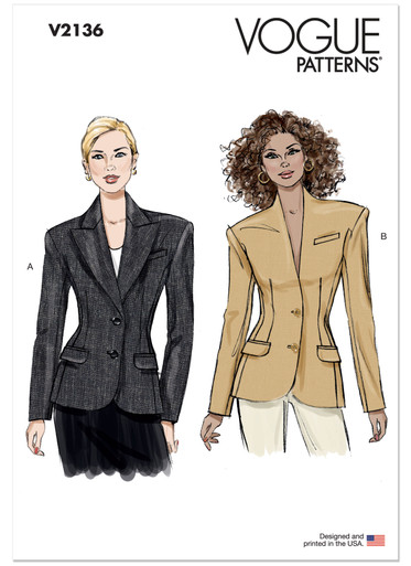 V2136 | Misses' Jacket with and without Collar | Vogue Patterns