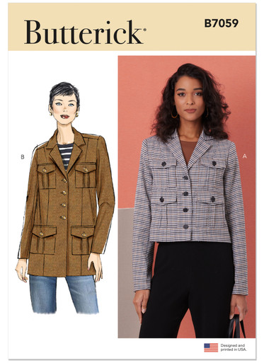 B7059 (PDF) | Butterick Sewing Pattern Misses Jacket in Two Lengths ...