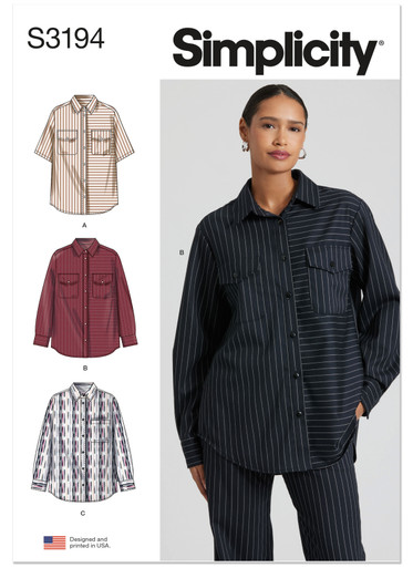 S3194 (PDF) | Simplicity Sewing Pattern Misses' Shirt with Sleeve ...
