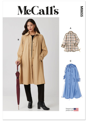 M8655 | Misses' Trench Coat in Three Lengths with Optional Hood