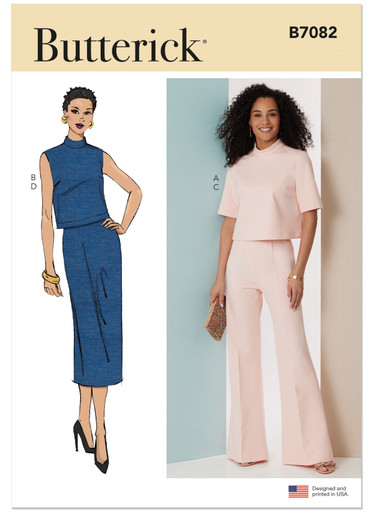 B7082 (PDF) | Butterick Sewing Pattern Misses' Tops, Pants and