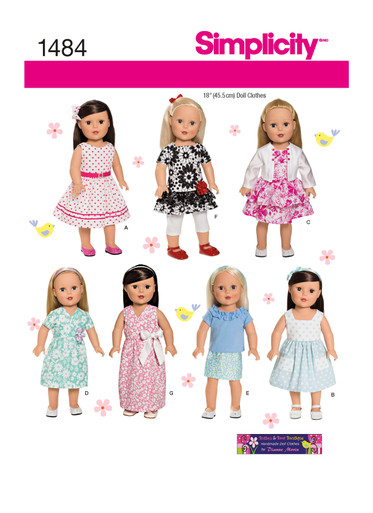 New Simplicity 8192 18 Doll American Girl Doll 4 Style Dress Sewing  Pattern