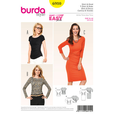 BUR6911, Burda Style Sewing Pattern Tops & Dress