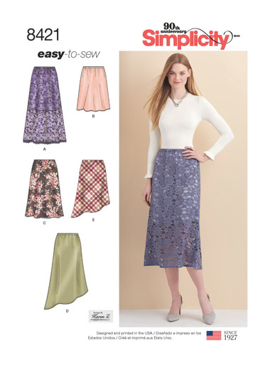 S8421 | Simplicity Sewing Pattern Misses' Skirts in Three Lengths
