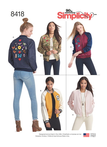 S8418 | Simplicity Sewing Pattern Misses' Lined Bomber
