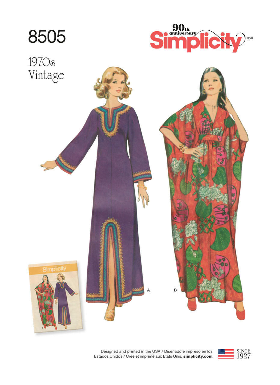 Simplicity S8505 | Misses' Vintage Caftans | Front of Envelope