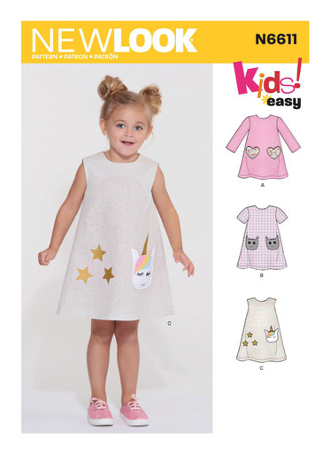 New Look Sewing Pattern N6630 Children's and Girls' Dresses, Paper, White, Vario