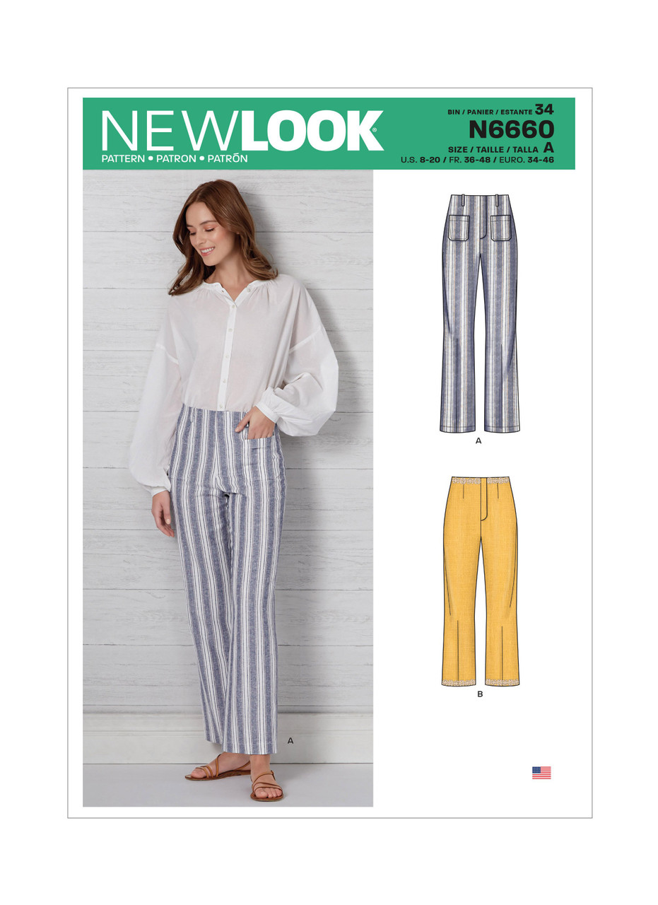 New Look N6660 | Misses' High Waisted Flared Pants In Two Lengths | Front of Envelope