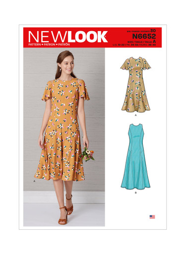 N6652 | New Look Sewing Pattern Misses' Fit & Flared Dress with Length ...