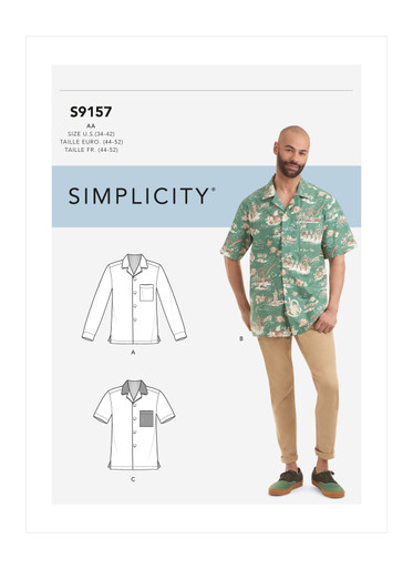 S9157 Simplicity Sewing Pattern Men's Open Pointed Collar Shirts