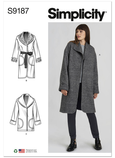 S9187 | Simplicity Sewing Pattern Misses' Jacket & Coats | Simplicity