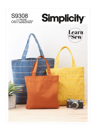 S1338  Simplicity Sewing Pattern Tote Bags in 3 Sizes, Backpack