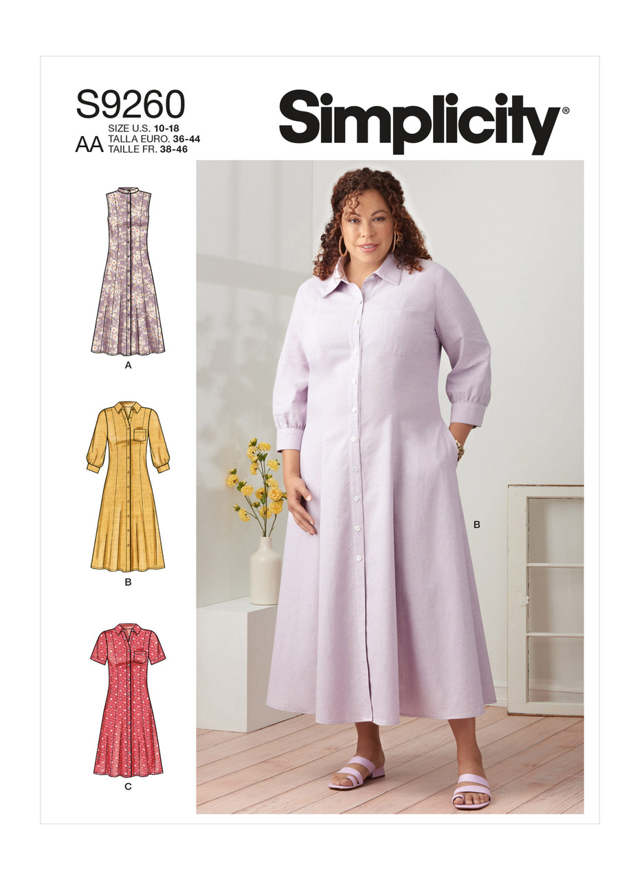 Simplicity S9260 | Misses' & Women's Button Front Dresses | Front of Envelope