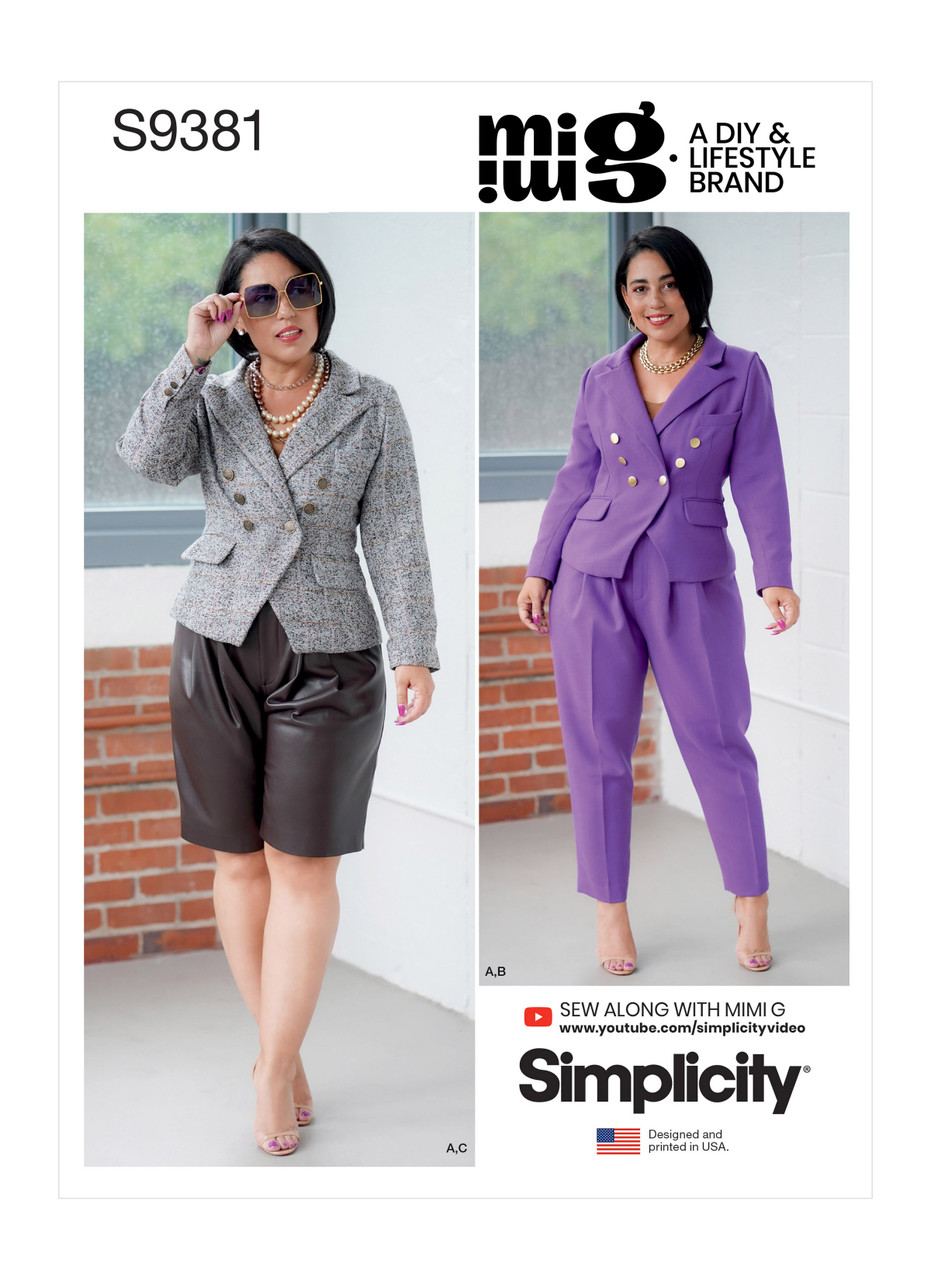 Simplicity S9381 | Misses' & Women's Lined Jacket, Pants and Shorts | Front of Envelope