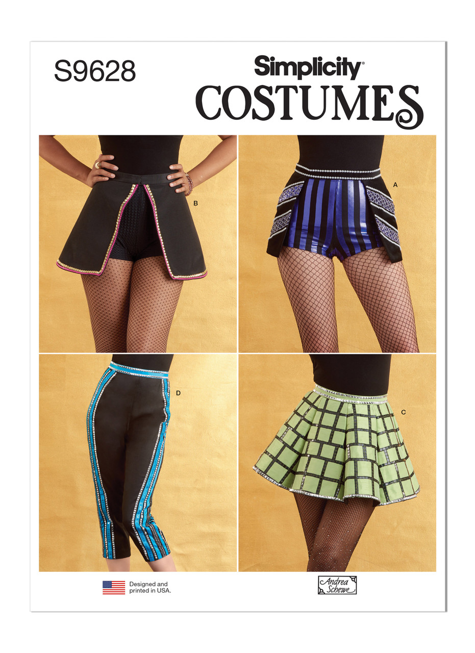 Simplicity S9628 | Misses' Costume Skirts, Pants and Shorts by Andrea Schewe Designs | Front of Envelope
