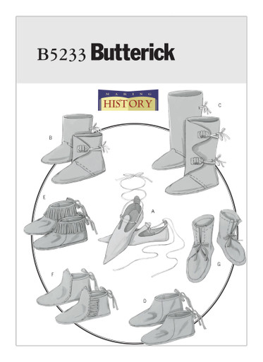 Butterick Pattern Historical Footwear, All Sizes