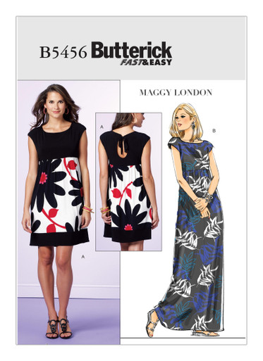 B5456 | Misses'/Misses' Petite Back-Keyhole Dresses | Butterick Patterns