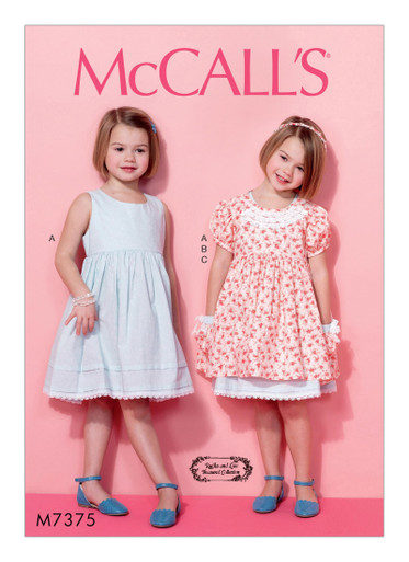 M7375 (PDF) | Children's/Girls' Sleeveless Dress, Puff Sleeve Overdress ...