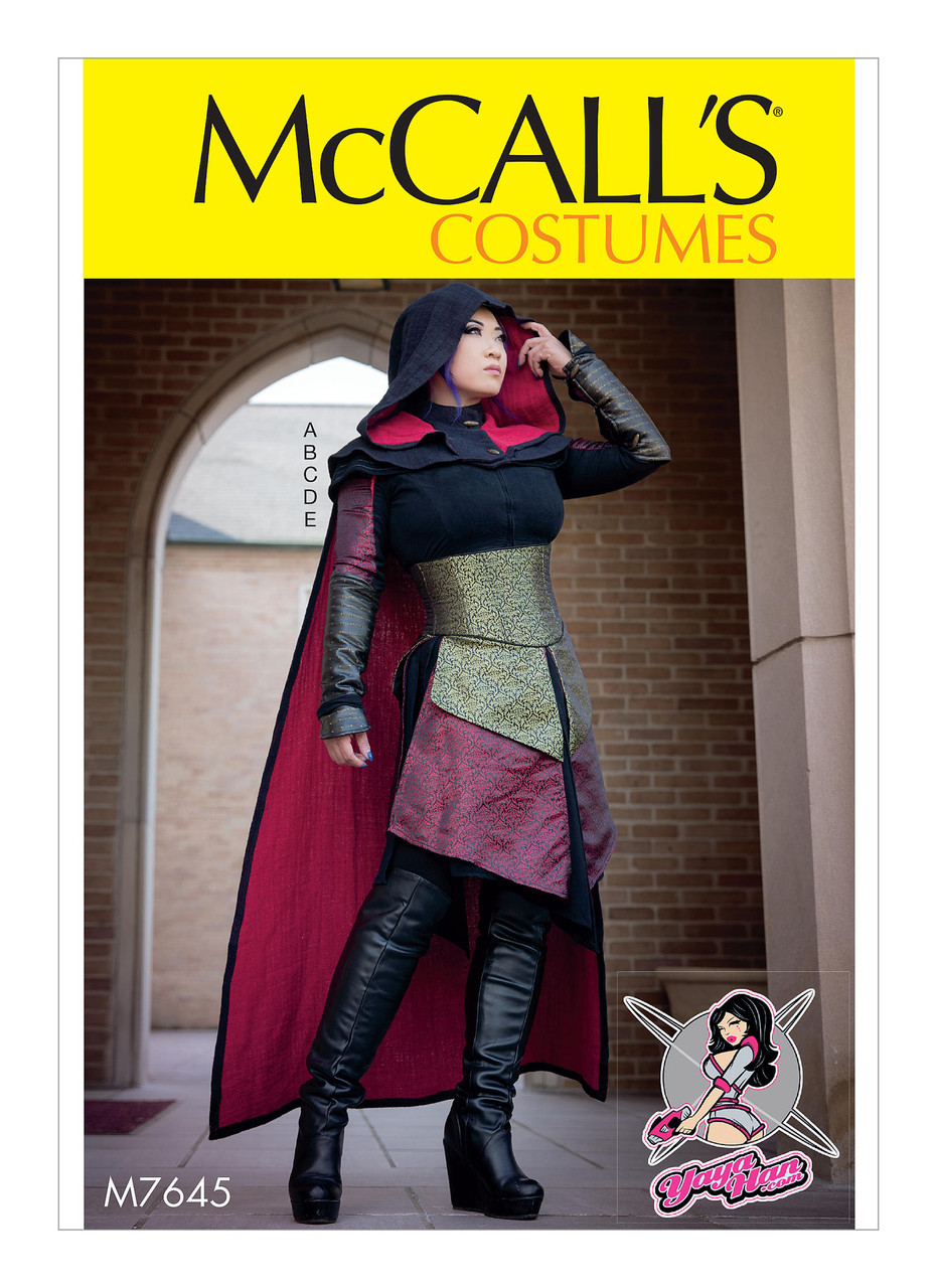 McCall's M7645 (Digital) | Misses' Dress, Corset, Hood, Cape, and Gusset Costume | Front of Envelope